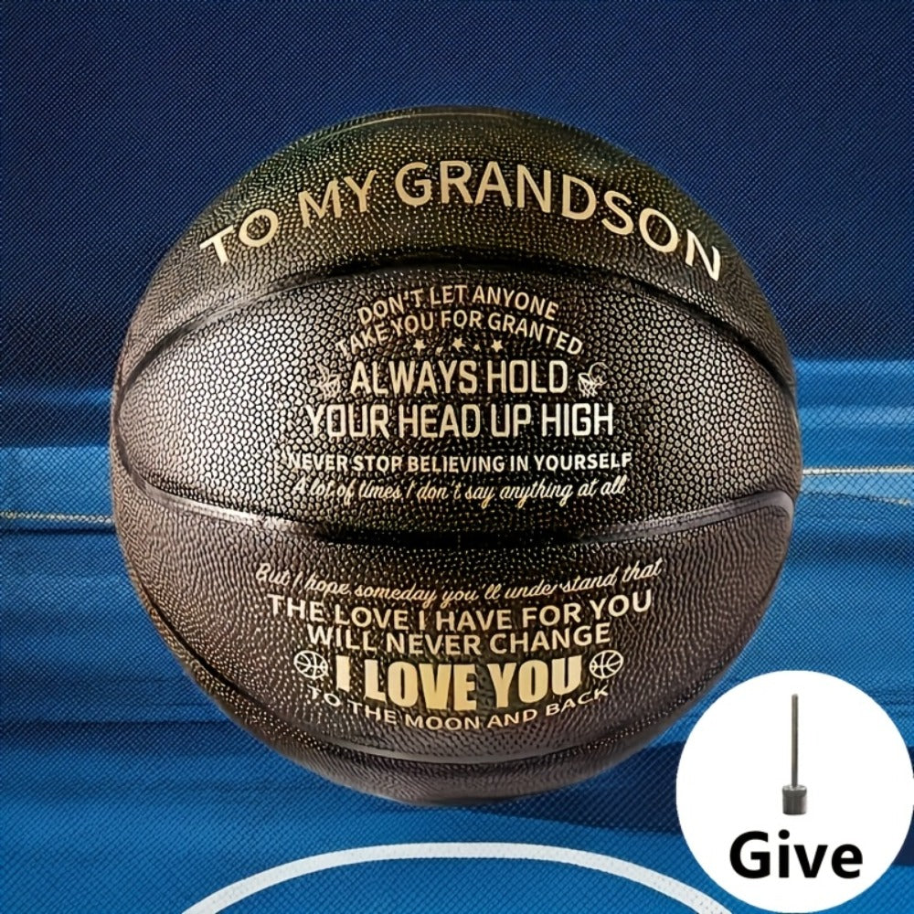 Personalized Basketball Gift for Son & Grandson Standard Size with Pump To My Son To My Grandson Heartfelt Message Sports Birthday Christmas Holiday Gift for Boys Teens