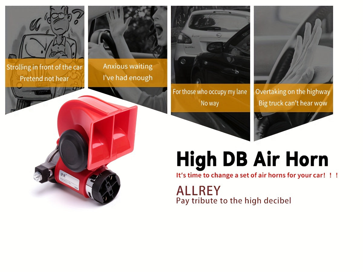Snail Air Horn Kit Super Loud 12V 24V for Truck Car Motorcycle with Copper Compressor Relay Harness & Button Universal Fit - Black Red Mini & 2-Pack Options