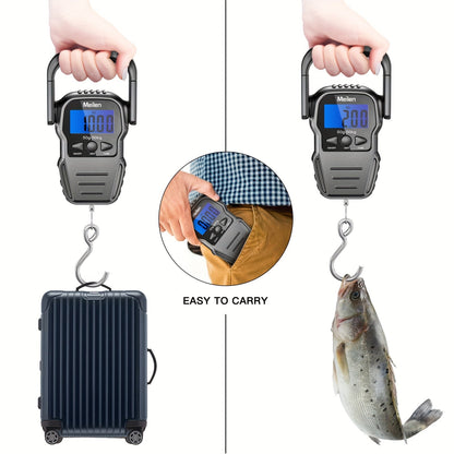 Digital Fishing Scale 50kg 110lb Portable Handheld Fish Scale with LCD Backlight & Built-in Measuring Tape - Electronic Hook Scale for Fishing Luggage Travel Market Use, 1g Accuracy, Black