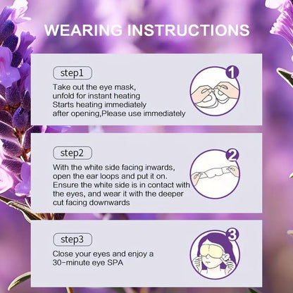 Self-Heating Steam Eye Mask Lavender Warm Compress for Dry Eyes Fatigue & Strain Relief – Moisturizing Aromatherapy Sleep & Travel Eye Patch Hypoallergenic All Skin Types 30pcs 60pcs