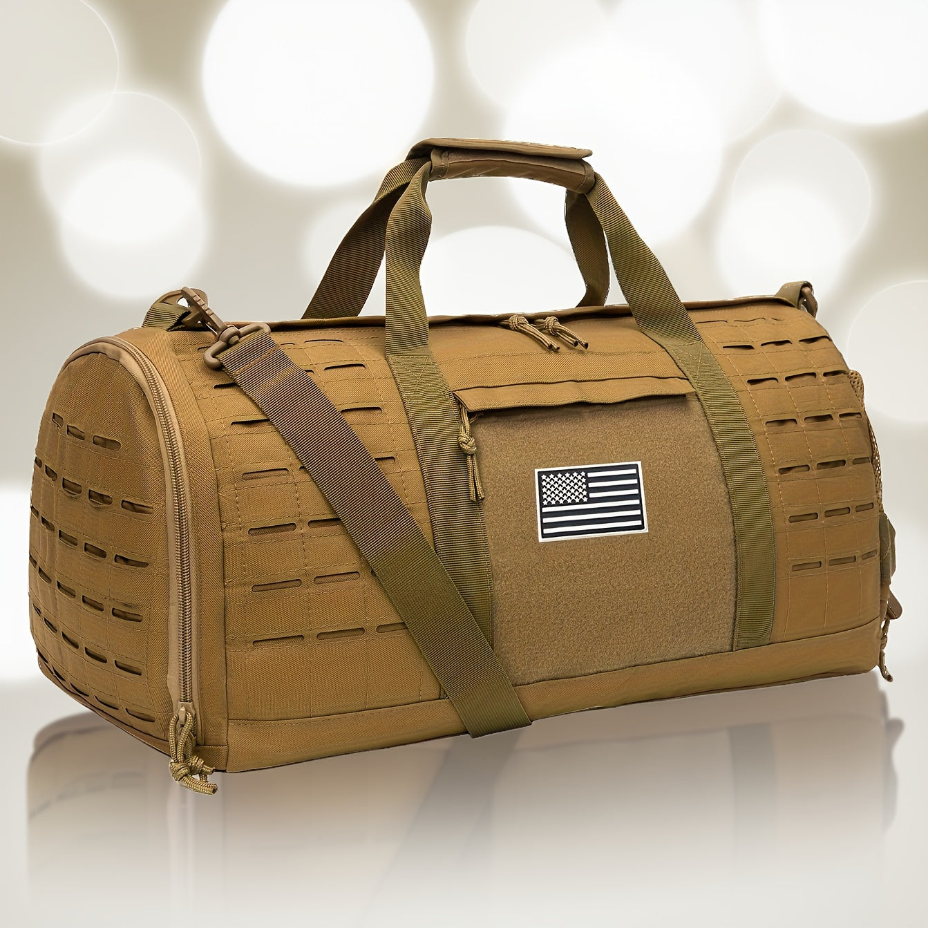 Tactical Duffle Bag 40L for Men Heavy Duty Gym Bag with Shoe Compartment Laptop Pocket Waterproof Sport Travel Bag Weekender Overnight Bag for Gym Fitness Basketball Football Office Commute Khaki Black Green