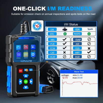 OBD2 Scanner Diagnostic Tool, OBD II Clear Reset Engine Error Code Professional Code Reader Diagnostic Scan Tools, Mode 6, Mode 8 & One-Click I/M, Plug & Play(Without Battery)Diagnostic Scanner For DIYers, OBD II Scanner For All OBDII Car Since 1996