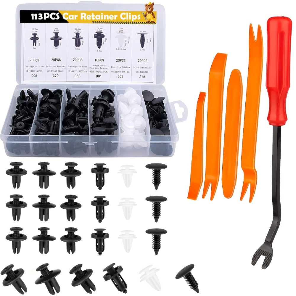 Car Retainer Clips Push Fasteners Kit Bumper Plastic Rivets Assortment for Auto Interior Exterior Trim Panel Body Clips - 113 to 928 Pcs