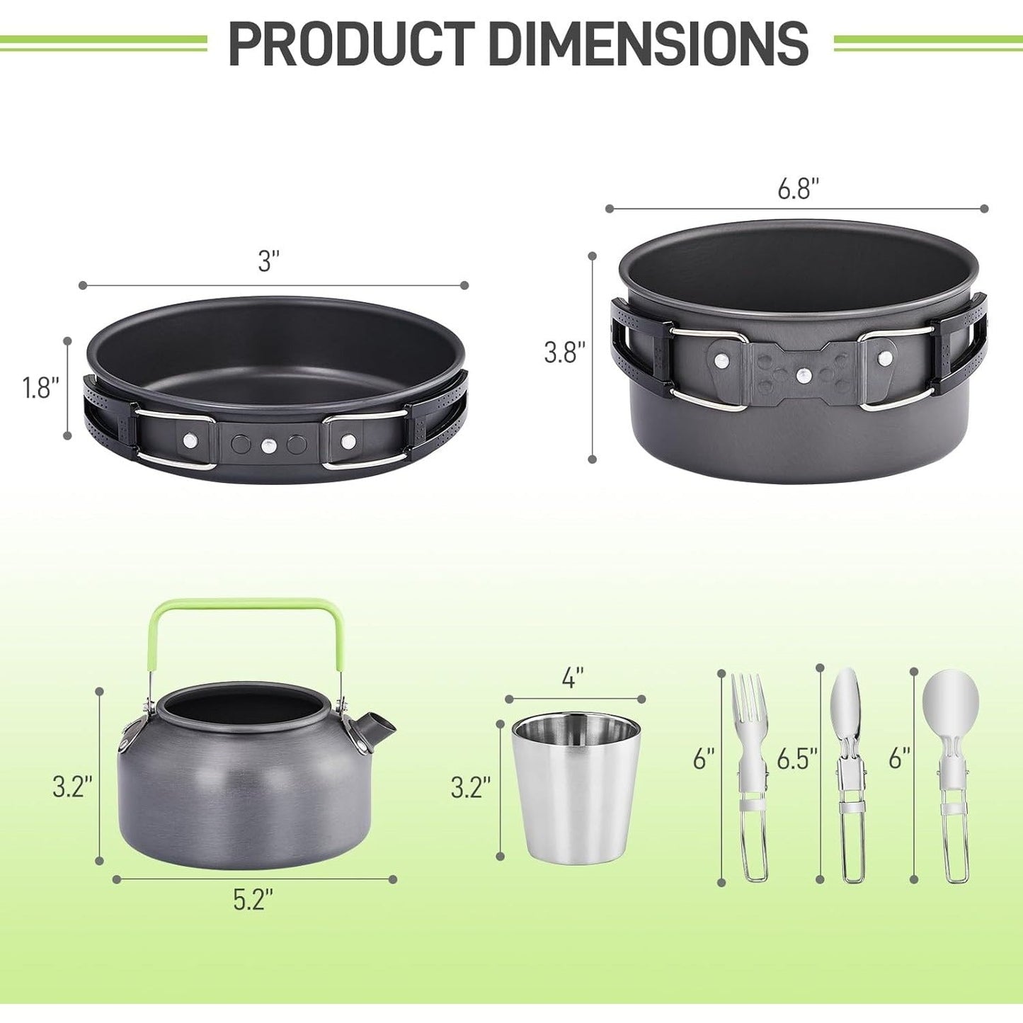Backpacking Cookware Mess Kit 19/27pcs – Non-Stick Pot Pan Kettle with Stainless Steel Cutlery, Lightweight Camping Cook Set for Open Fire, Hiking & Outdoor Cooking