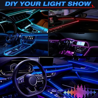 RGB Car Interior Ambient Lights LED Strip 8-Color App Control Music Sync Dashboard Door Console Neon Lighting Kit for Tesla Truck SUV Off-Road, USB 5V Plug-and-Play Car Decor Accessories