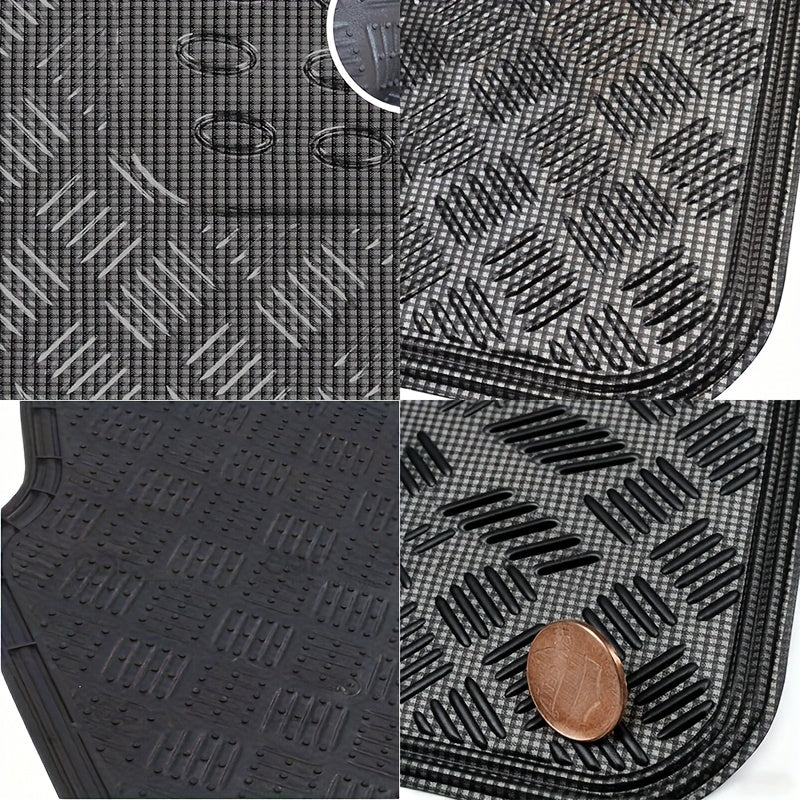 Metallic Chrome Car Floor Mats All-Weather Universal Fit Automotive Floor Mats for Cars SUVs, Floor Mats for Trucks, Car Mats Full Set Front & Rear, Non-Slip Shiny Durable Heavy Duty