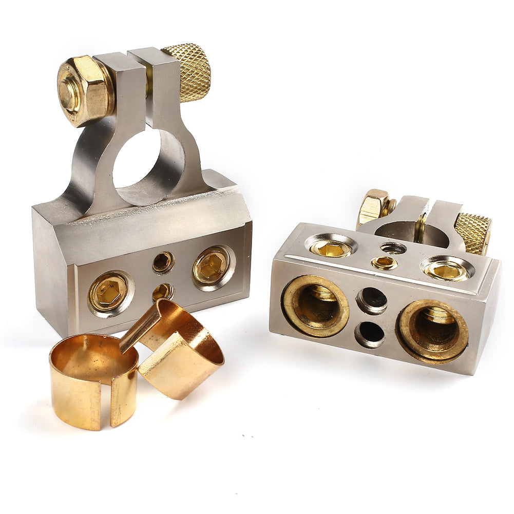 1 Pair Dual 1/0 4 8 10 Gauge Positive & Negative Battery Terminal Connectors with Spacer Shims for Auto Car Marine Boat