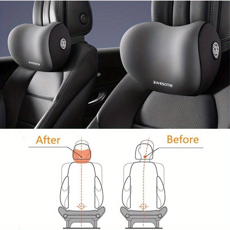 Car Lumbar Support Pillow and Car Neck Pillow Kit, Ergonomic Car Seat Headrest & Lumbar Cushion with Adjustable Strap for Neck Back Pain Relief, for Office Chair/ Truck/ Wheelchair (Gray)