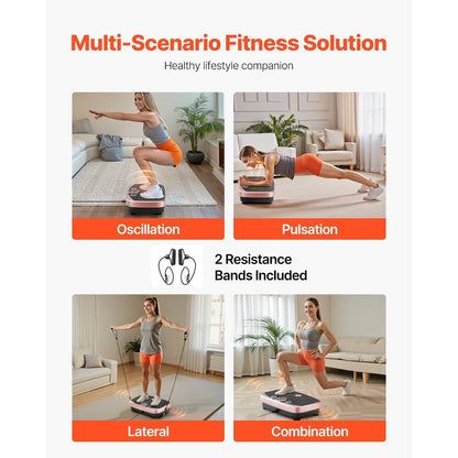 Vibration Plate Exercise Machine 3D – 99 Intensity Levels, 22 Magnetic Acupoints, Foot Massage Mat, 265 lbs Capacity, Remote Control & 2 Resistance Bands for Full Body Fitness