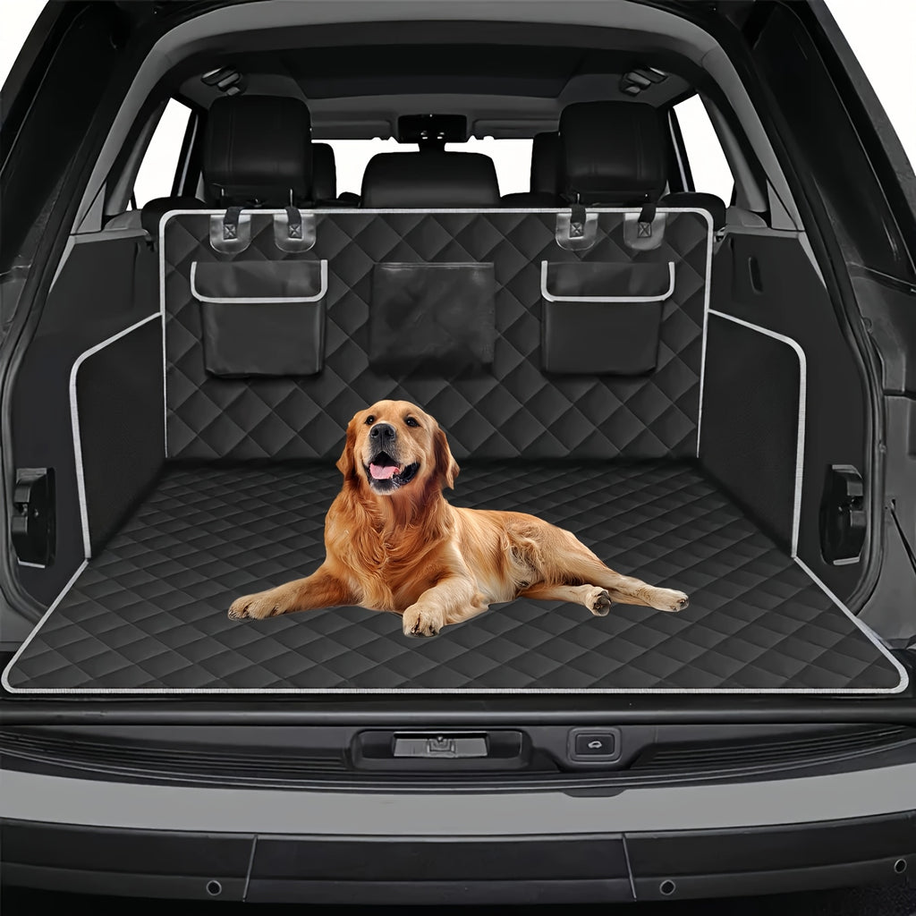 SUV Cargo Liner for Dogs, Pet Cargo Cover Dog Seat Mat for SUVs Sedans Vans with Bumper Flap Protector, Non-Slip, Large Size  Fit, Black