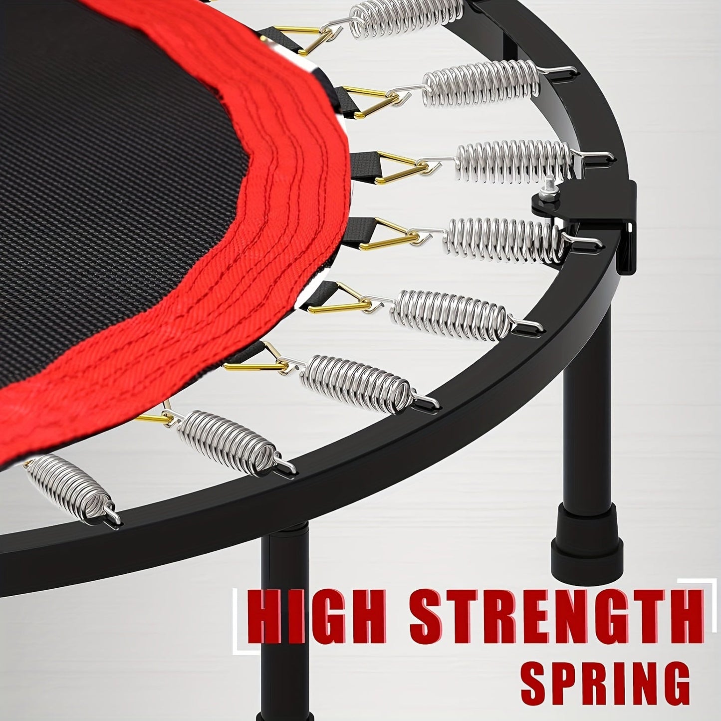 Foldable Mini Trampoline 40 Inch – Fitness Rebounder with Bungee Cords & U-Shape Foam Handle, 450 / 550 LBS Capacity, Quiet Stable Exercise Trampoline for Adults, Indoor & Outdoor Home Gym Workout
