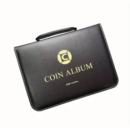 Coin Collection Book with Zipper & Handle 200/320 Pockets – 10/20 Page Coin Storage Album for Currency & Commemorative Coins, Fits 20/25/27/30mm Coins, Black & Blue