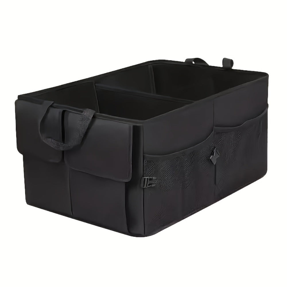 Foldable Car Trunk Organizer - Large Capacity Multi-Compartment Storage Box for Cars, Trucks & SUVs, Ultra-Durable Collapsible Cargo Storage, Black