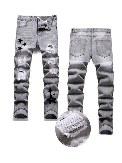 Teen Straight Leg Ripped Jeans - Multicolor Washed Denim