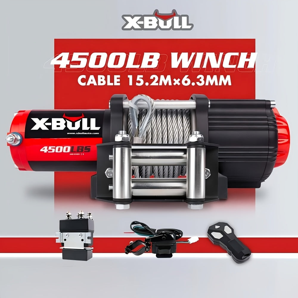 X-BULL 4500/3000/2500Lbs Electric Winch 12V Steel Wire for ATV UTV Boat Truck 4WD