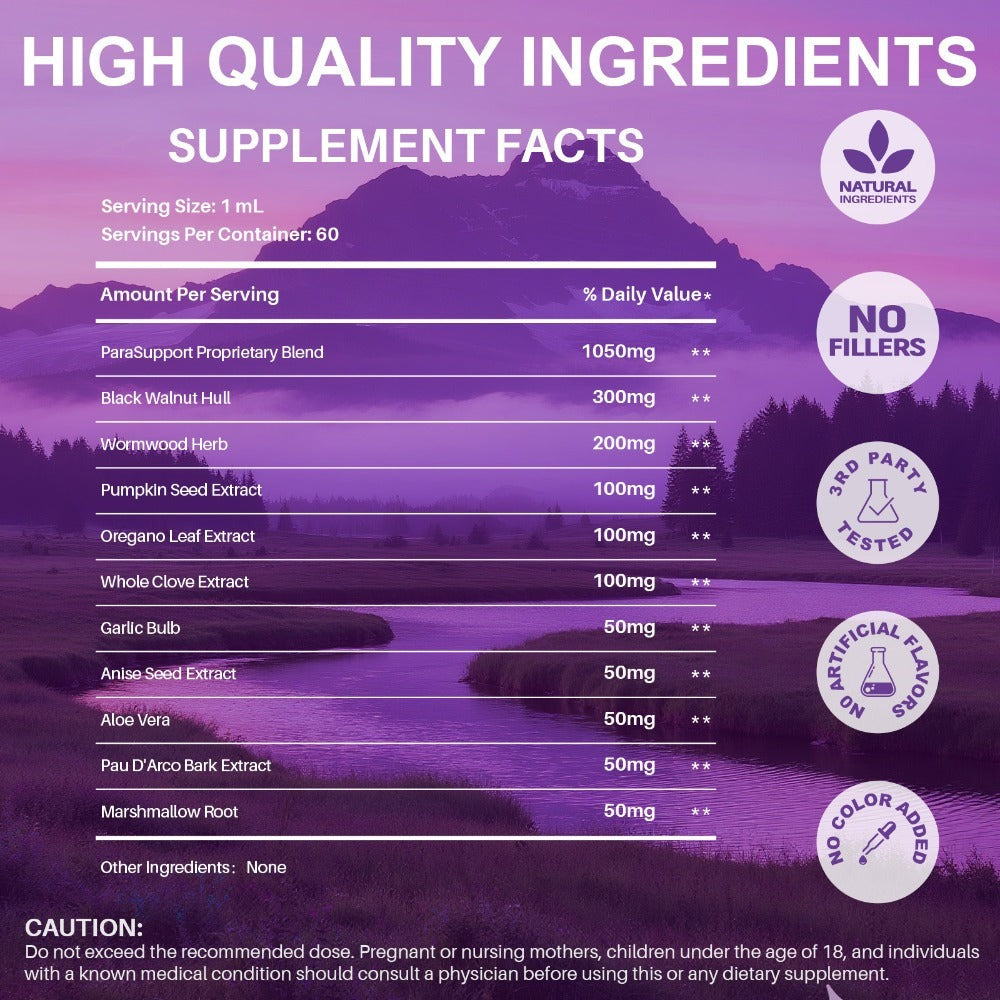 Black Walnut Liquid Drops with Clove, Garlic, Turmeric, Pumpkin Seed & Oregano - High Potency Herbal Supplement for Digestive Health & Gut Support - 2.03 oz