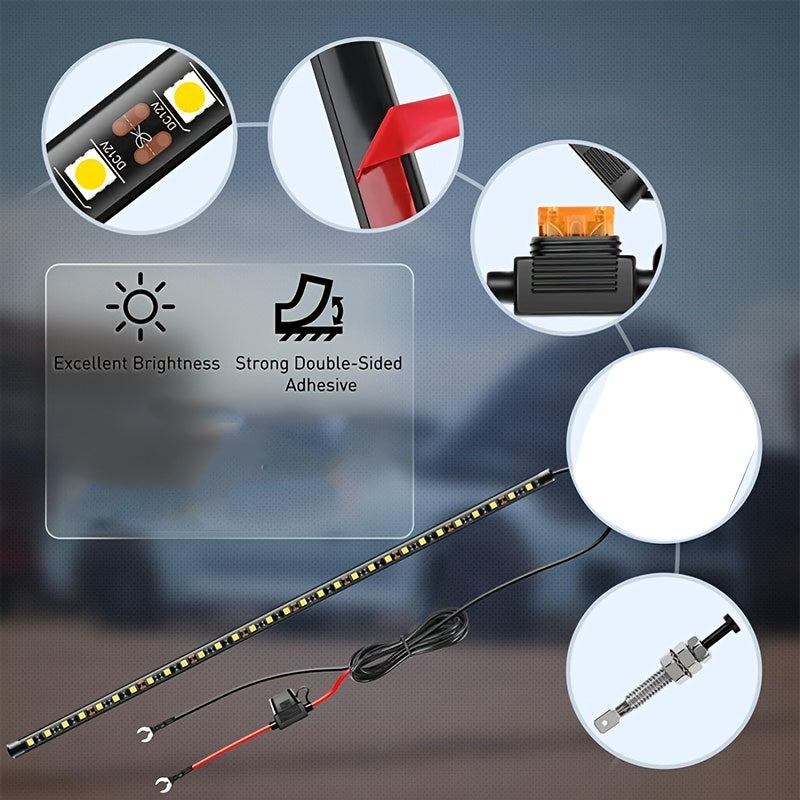 [LED Lighting Kit] LED Lighting Kit for Car Engine Hood - 2pcs - 12V. Automotive LED Strip Light Pole. Working Inspection Light Strip for Car Engine Hood. Automatic Switch. 46 LEDs. Universal Fit for Any Vehicle