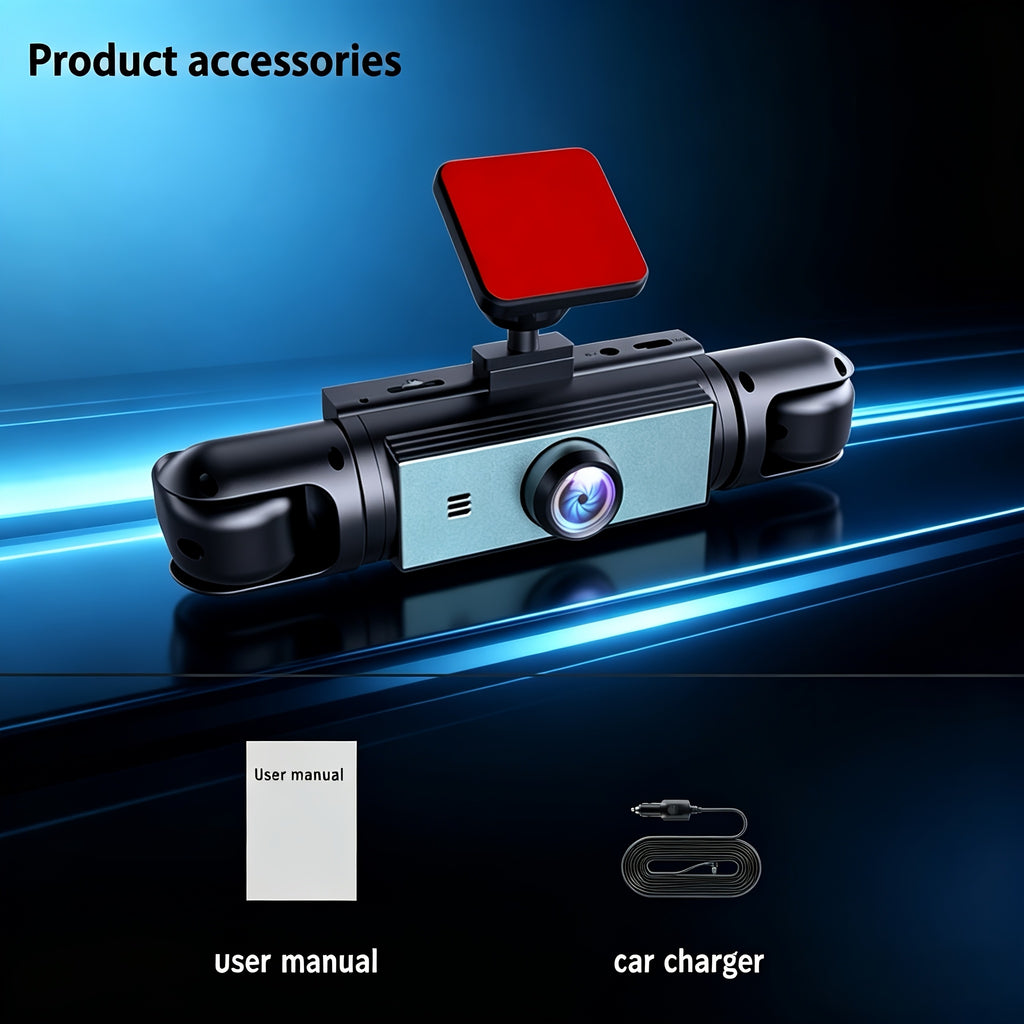HOEMYER 360° Panoramic 3/4 Lens Channel 1080P HD Ultimate Dash Cam Kit, 1080P Front And 720P Front-Rear-Left-Right Full Coverage, Quad-View Display, HD Night Vision, WDR, G-Sensor