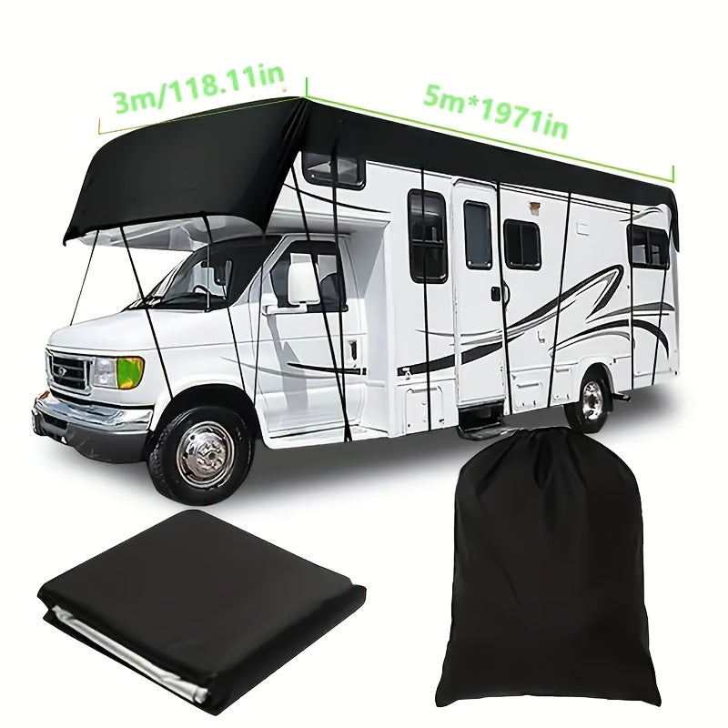 RV & Motorhome Cover, Polyester Travel Trailer Protector, Snow Frost Leaf Dust Rain Sun Protection, with Convenient Storage Bag, Adjustable Straps + Hooks, Easy Installation RV & Trailer Covers
