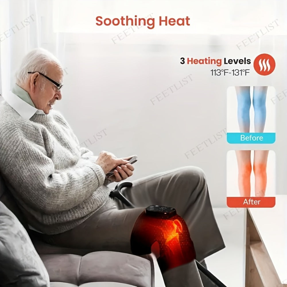 Knee Massager with Heat – 3-Level Heating Pad for Knee Pain Relief, Joint & Muscle Warmth, Anti-Slip Breathable Knee Brace for Men & Women
