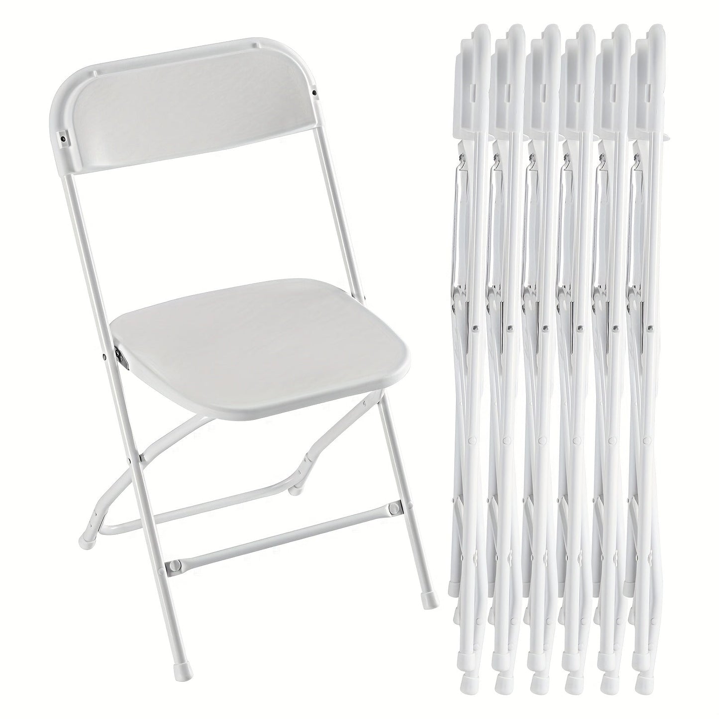 Commercial Folding Chairs Stackable – 350lb Heavy Duty Steel Frame, Weather Resistant Plastic, Indoor & Outdoor Event Seating – White or Black, 4 to 20 Pack for Weddings & Parties