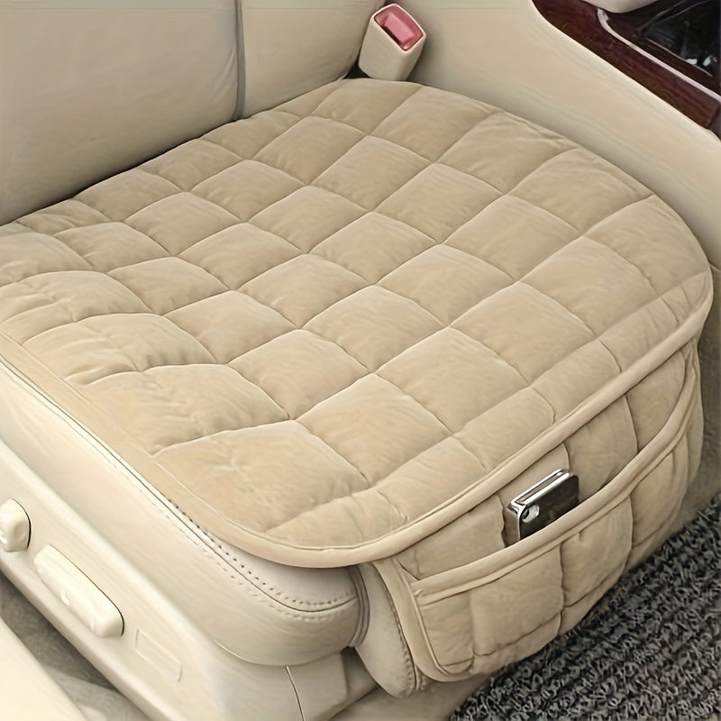 3pcs/Set Luxurious Plush Plaid Car Seat Cushions - Insulated, Thickened for Cold-Resistant Comfort - Universal Fit for Cars, Suvs, Trucks - Premium Car Additions Bundle