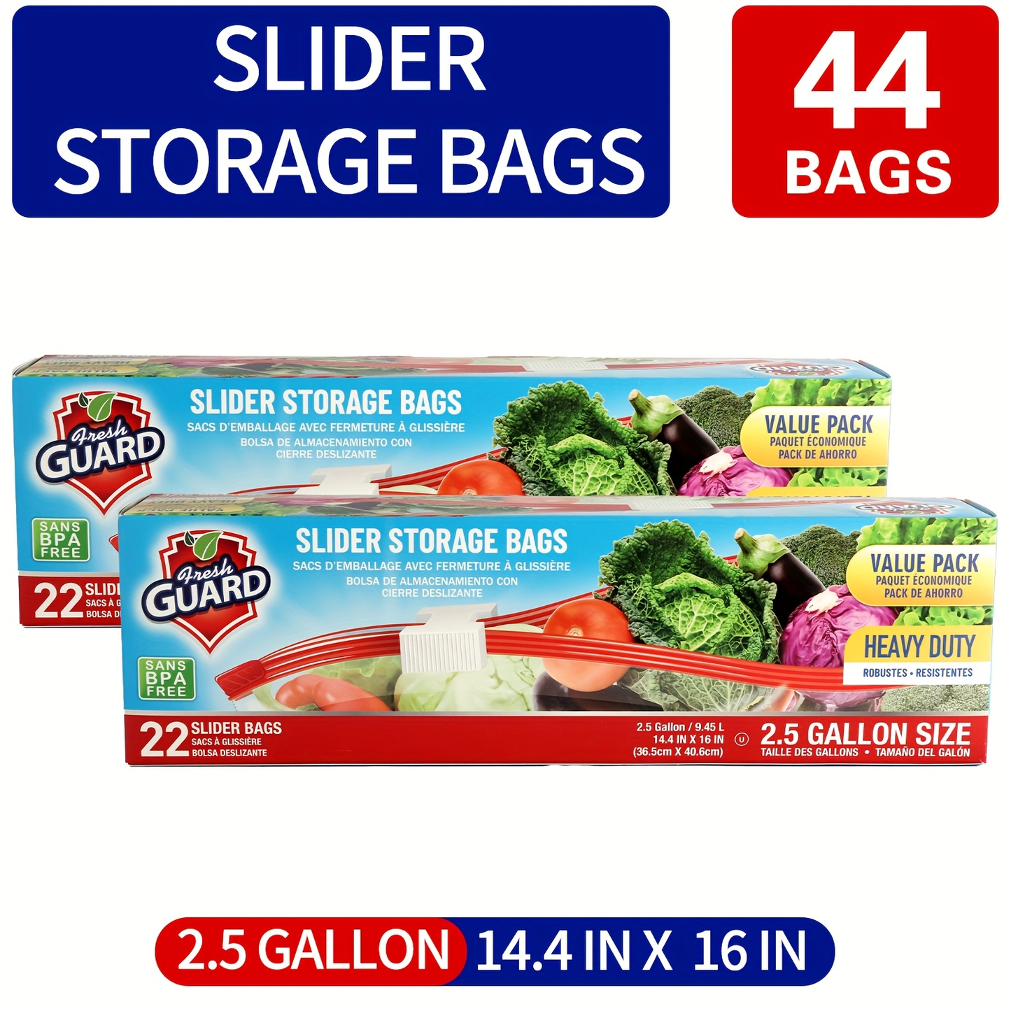 Heavy Duty Slider Storage Bags Ziplock Freezer Bags for Food Fruit Meat Vegetable Grain Kitchen