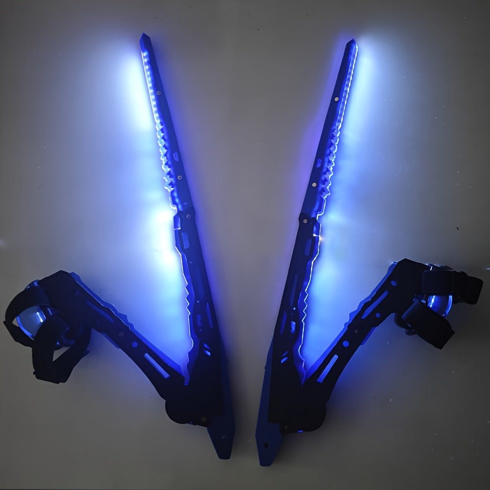 LED Mantis Knife Cyberpunk Light Up Acrylic Prop – Luminous Blade for Halloween Costume Cosplay Sci-Fi Role Play Party, Rechargeable Red & Blue Single or 2pcs Set for Men & Women