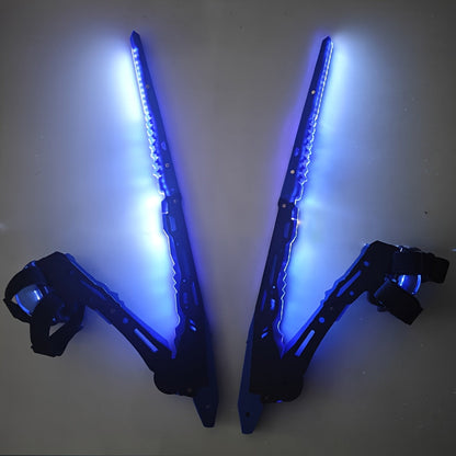 LED Mantis Knife Cyberpunk Light Up Acrylic Prop – Luminous Blade for Halloween Costume Cosplay Sci-Fi Role Play Party, Rechargeable Red & Blue Single or 2pcs Set for Men & Women