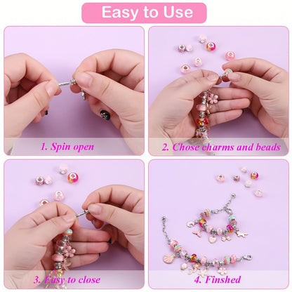 Bracelet Making Kit for Girls & Women – DIY Unicorn Mermaid Jewelry Craft Set with Portable Jewelry Box, Handmade Beaded Bracelet, Birthday Christmas Valentine's Day Graduation Gift