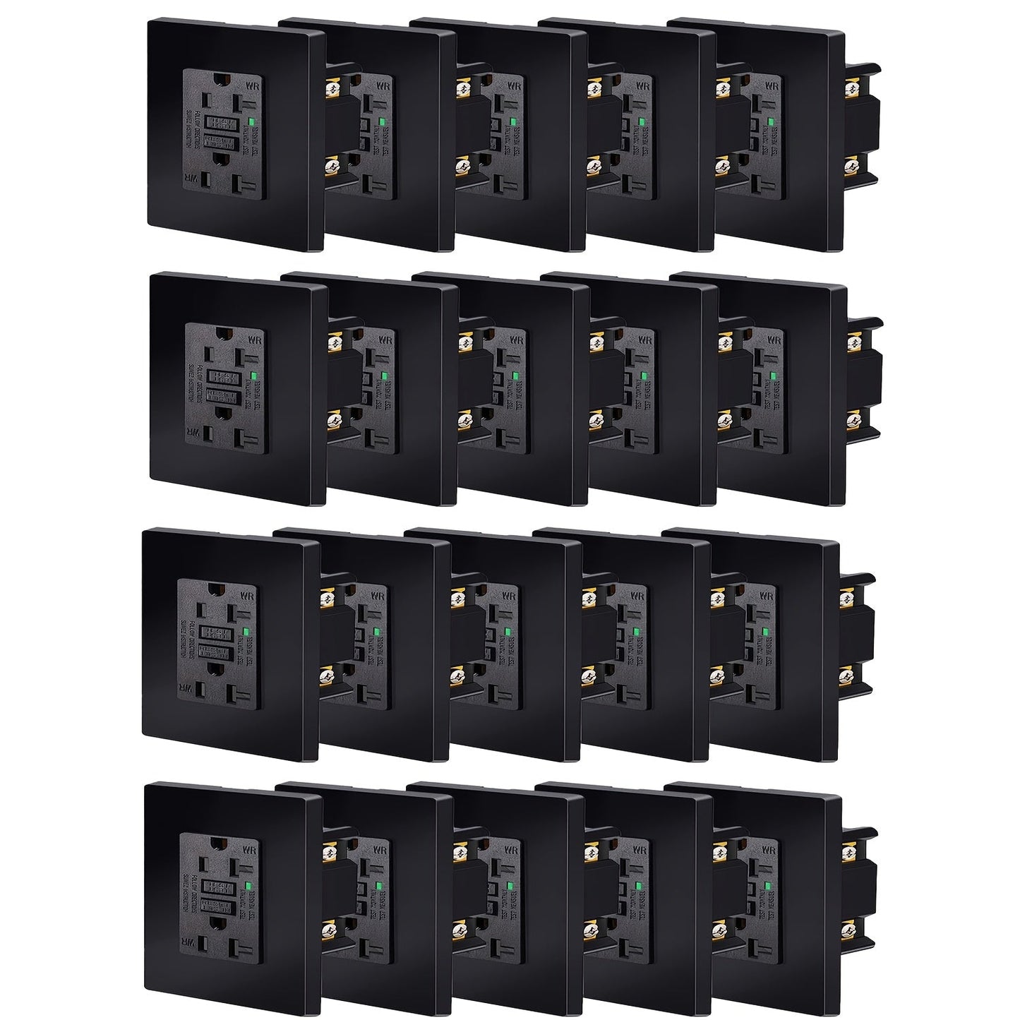 GFCI Outlet 20 Amp Tamper Resistant WR Weather Resistant with Wall Plate ETL Listed LED Indicator Test Reset Button Ground Fault Circuit Interrupter for Bathroom Kitchen Garage 2 4 6 10 20 Pack Black White
