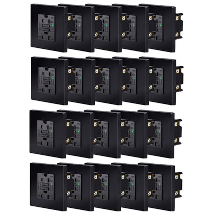 GFCI Outlet 20 Amp Tamper Resistant WR Weather Resistant with Wall Plate ETL Listed LED Indicator Test Reset Button Ground Fault Circuit Interrupter for Bathroom Kitchen Garage 2 4 6 10 20 Pack Black White