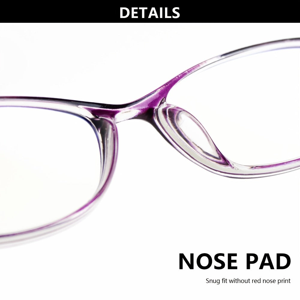 Womens Reading Glasses 16 Pack Elegant Square Full Frame High Definition Lenses 4 Colors Purple Blue Brown Black Comfortable Stylish Readers for Computer Book Reading Long Distance Magnification 1.0 to 4.0