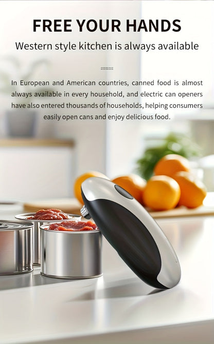 Electric Can Opener One-Touch Automatic – USB Rechargeable, Smooth Edge Safety, Auto Power-Off, Cordless for Kitchen, Camping & Seniors