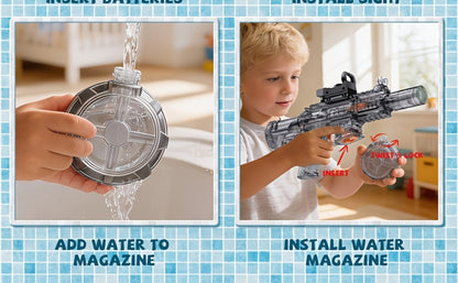 Electric Water Gun for Kids Ages 3-6 – Large Tank Auto Squirt Blaster with Sound & Light Effects, Summer Outdoor Pool Beach Backyard Party Toy, Birthday Gift for Boys & Girls, Black & Blue