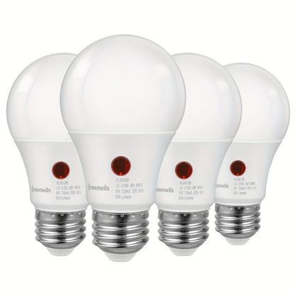 Dusk to Dawn Light Bulbs, A19 E26 Auto On Off Photocell Sensor LED Bulb 9W 60W Equivalent, 5000K Daylight / 2700K Soft White / 2000K Amber Bug Repelling, 800LM Non-Dimmable for Porch Garage Outdoor Indoor