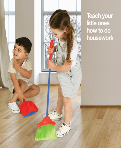 Kids Cleaning Set 4 Piece Toy Broom Mop Brush Dustpan – Pretend Play Housekeeping Kit for Toddlers Boys Girls | Develops Fine Motor Skills & Responsibility | Best Birthday Christmas Gift Ages 3+