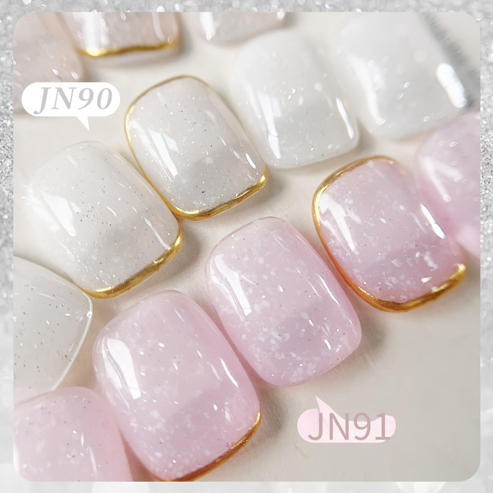Glitter Jelly Gel Nail Polish Snowflake Sequin Pink Soak-Off UV LED – Semi-Permanent Sparkle Gel Varnish 10ml, Long-Lasting Christmas Holiday Winter Nail Art for DIY Salon Manicure Women