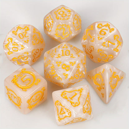 DnD Dice Set 49pcs Dragon Pattern Polyhedral Dice 7 Sets with Pouches – D4 D6 D8 D10 D12 D20 for Dungeons & Dragons RPG MTG Tabletop Games, 7 Colors Acrylic Gamer Gift