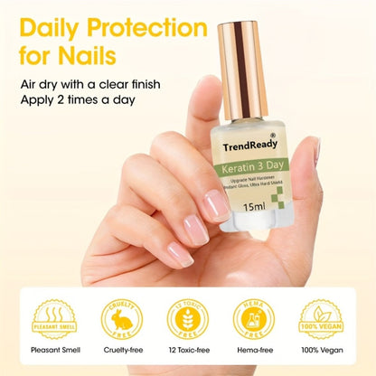 Nail Strengthener 2 Pack Clear Waterproof Alcohol-Free | Brittle Nail Hardener Treatment Glossy Base Coat & Top Coat for Weak Thin Peeling Nails | Color Enhancement for Fingernails Toenails Women
