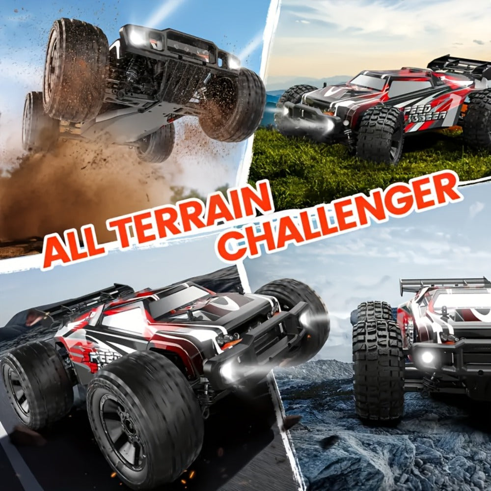 RC Monster Truck 4x4 All-Terrain for Adults Boys Teens – High Speed 4WD Off-Road Remote Control Truck Large Monster Tires 2.4GHz Racing Vehicle Birthday Christmas Holiday Gift Red