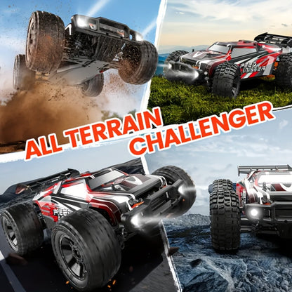 RC Monster Truck 4x4 All-Terrain for Adults Boys Teens – High Speed 4WD Off-Road Remote Control Truck Large Monster Tires 2.4GHz Racing Vehicle Birthday Christmas Holiday Gift Red