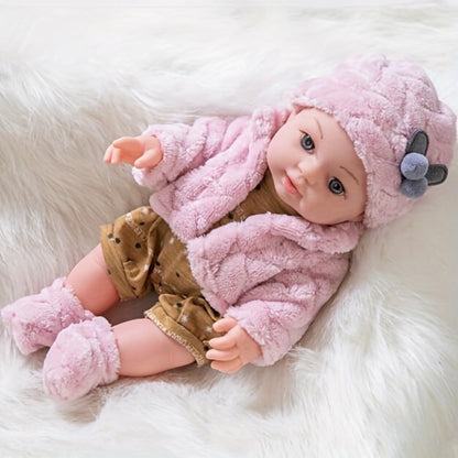 Mini Reborn Baby Doll 12 Inch Pink Plush Outfit Set – 30cm Realistic Newborn Girl Doll with Hat, Socks & Pacifier, Soft Lifelike Baby Doll for Toddlers, Birthday Christmas Holiday Gift for Girls Ages 3+