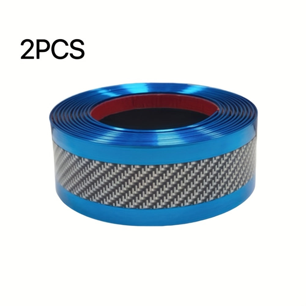 Car Door Guard Scratch Protector 2pcs Carbon Fiber Design - Anti-Scratch Strip for Rearview Mirror & Bumper, Universal Fit in Blue Red Gray
