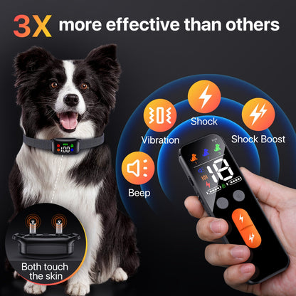 Dog Training Collar with Remote X300 - 4 Modes Shock Vibration Sound Light, Rechargeable E-Collar for Medium Large Dogs 30-120 lbs