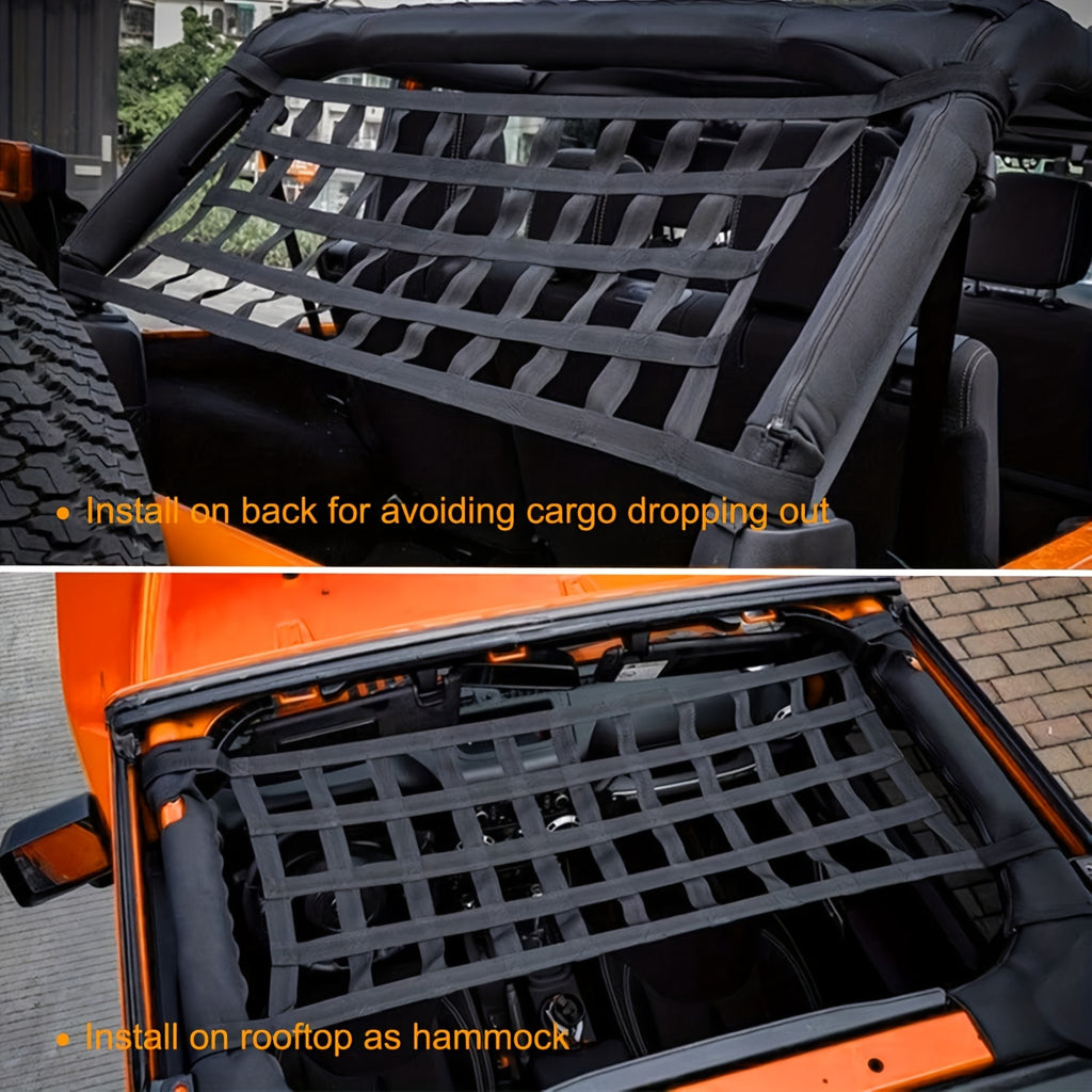 Mesh Cargo Net Roof Top Netting Hammock for Jeep 1987-2023 for Wrangler YJ TJ JK JL & for Gladiator JT Accessories