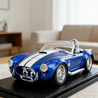 Shelby Cobra 1:22 Scale Zinc Alloy Diecast Model Car – Collector-Grade Exhibition-Quality Replica with Openable Doors, Static Display for Home Office Desk, Birthday Gift (Black / Blue / Red)