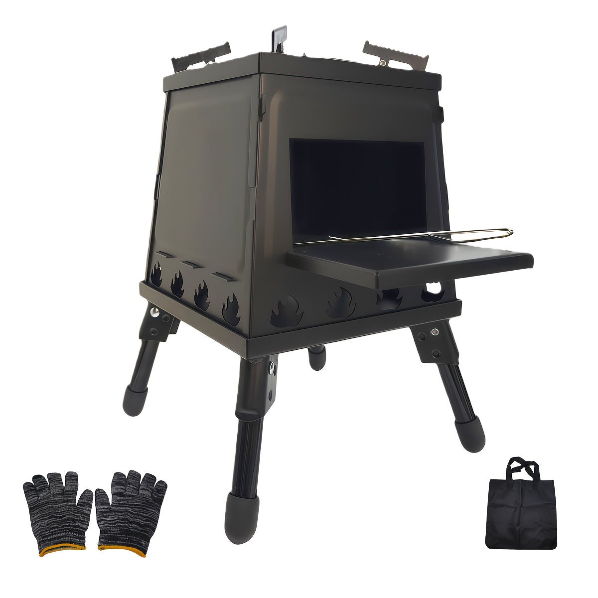 Wood Burning Campfire Stove – Heavy Duty Outdoor Camp Stove with Sturdy Legs & Air Vents for Hiking Backpacking Picnic BBQ Travel