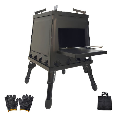 Wood Burning Campfire Stove – Heavy Duty Outdoor Camp Stove with Sturdy Legs & Air Vents for Hiking Backpacking Picnic BBQ Travel