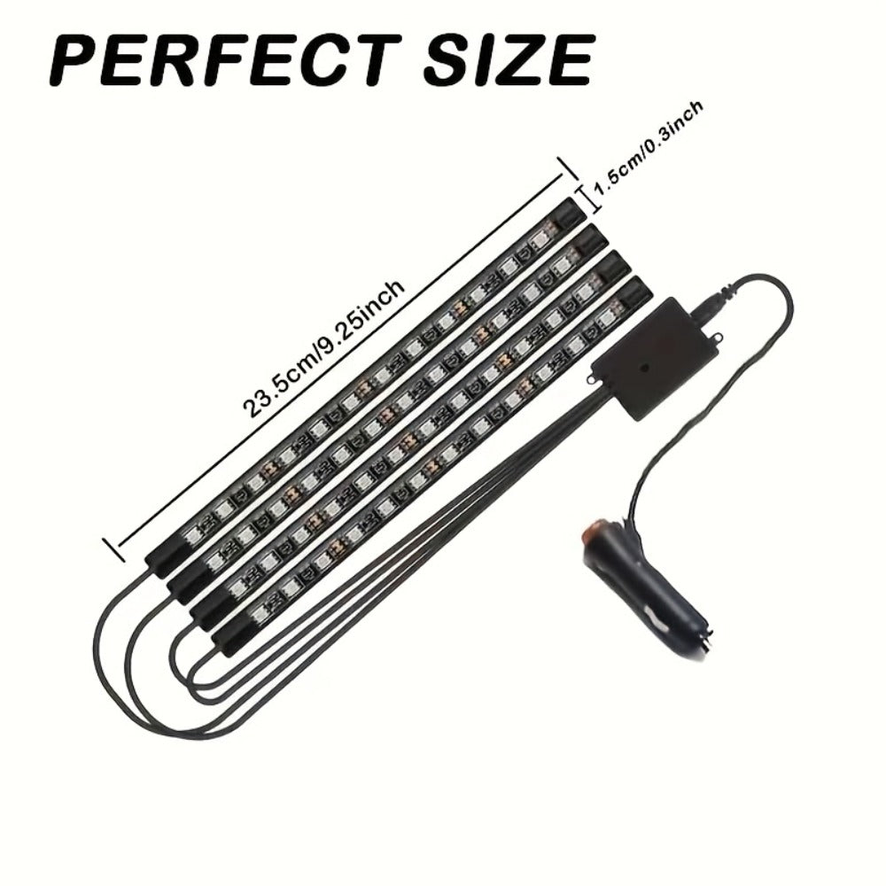 4pcs RGB Car Interior LED Footwell Lights App & Remote Control DIY Music Sync 12V USB Multicolor Ambient Lighting Kit for All Vehicles Cars Trucks SUVs, Under Dash Floor Accent Lights